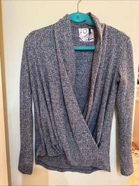 Anthropologie Cozy Wrap-Front marked Gray Women's Sweater, super soft